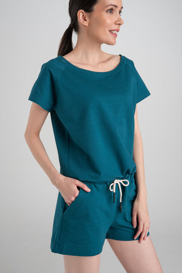 MENO SHORT OVERALLS DARK TURQUOISE