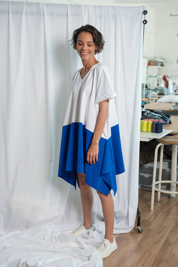 ERIM DRESS WHITE/BLUE