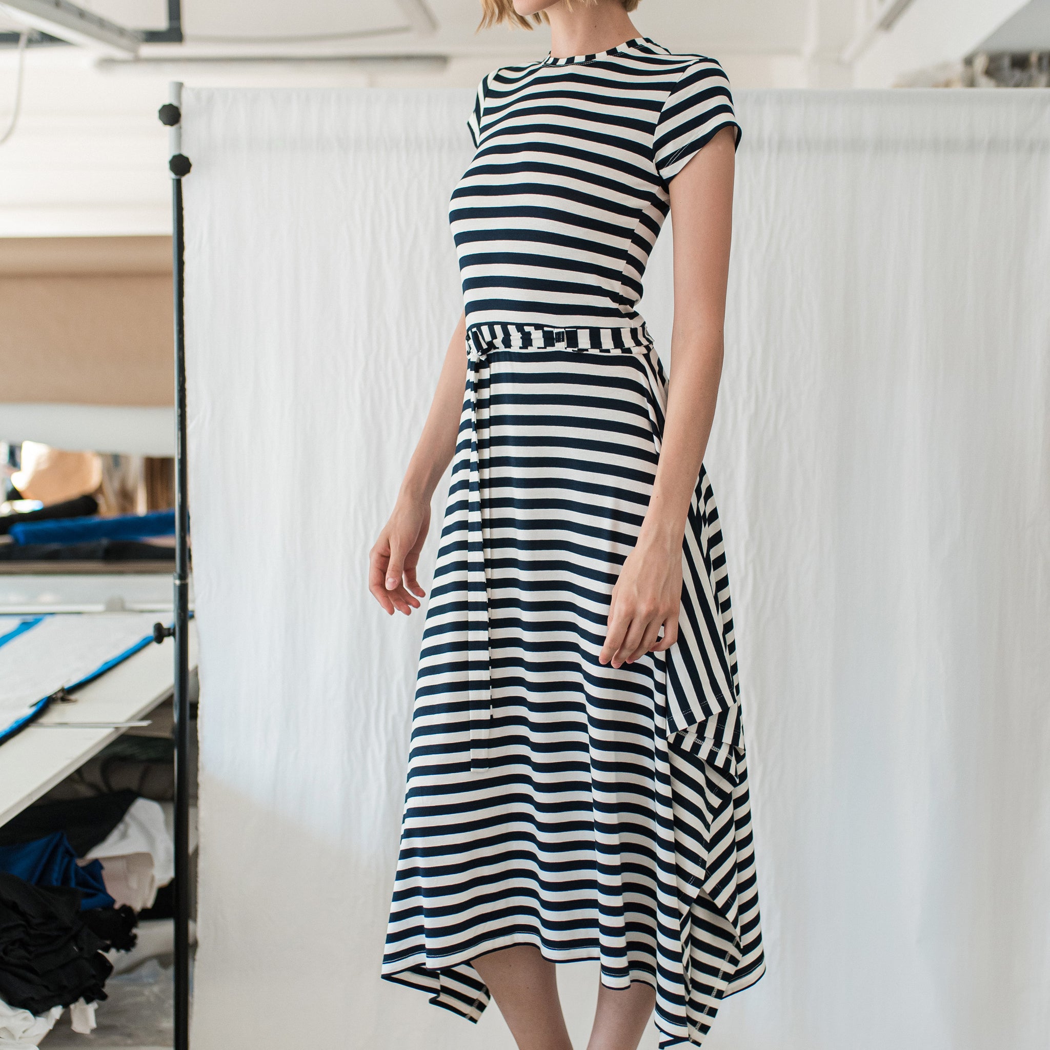 SESHA DRESS - LONG BLUE STRIPED
