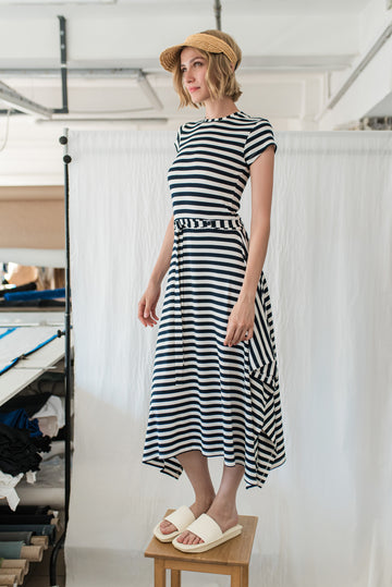 SESHA DRESS - LONG BLUE STRIPED