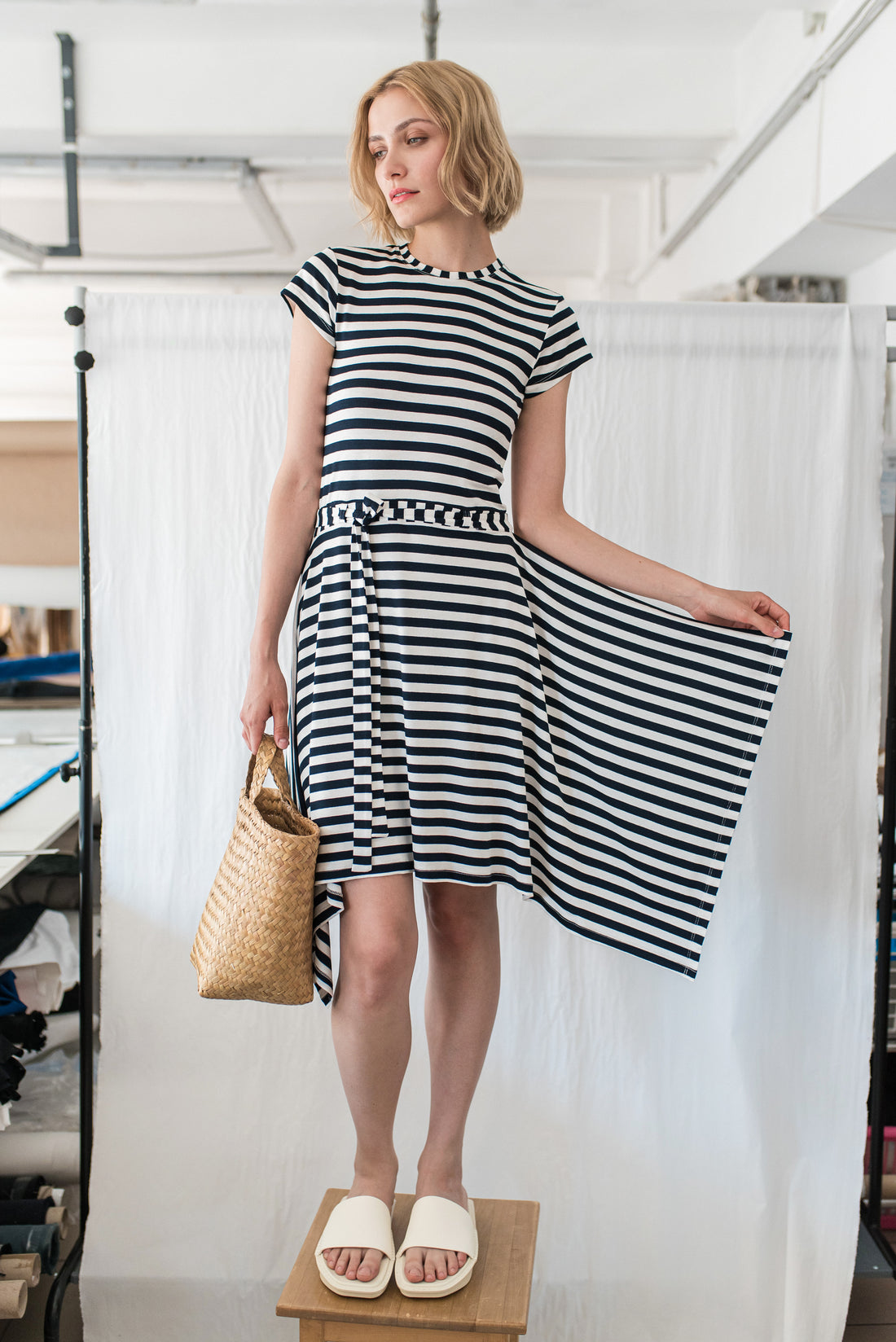 SESHA DRESS - SHORT BLUE STRIPED