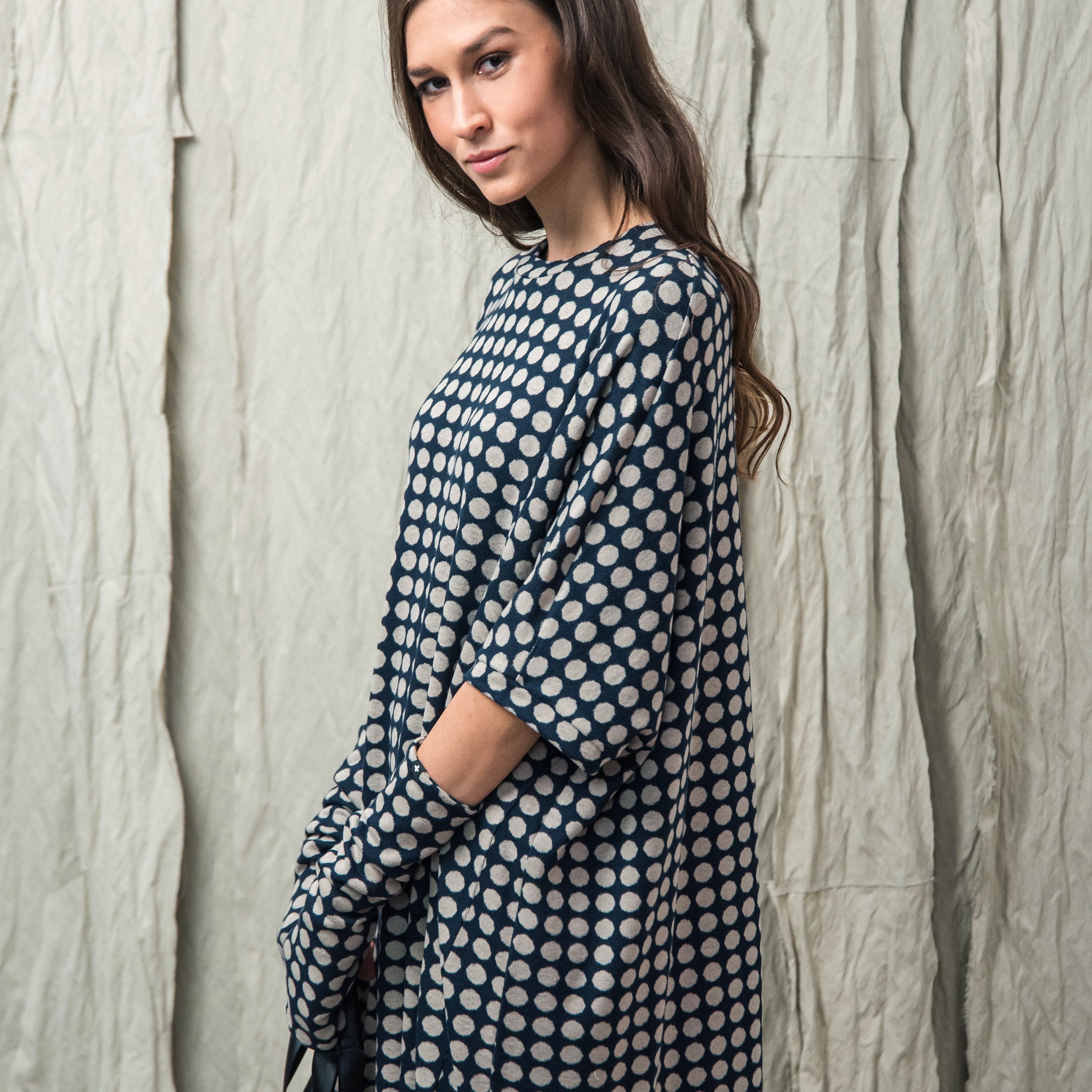 GOBE DRESS BLUE POLKA DOT