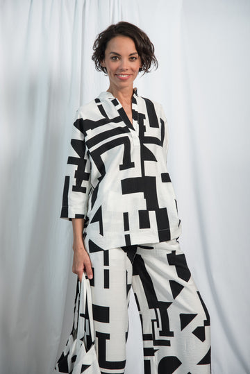 IVA SHIRT BLACK/WHITE PATTERN