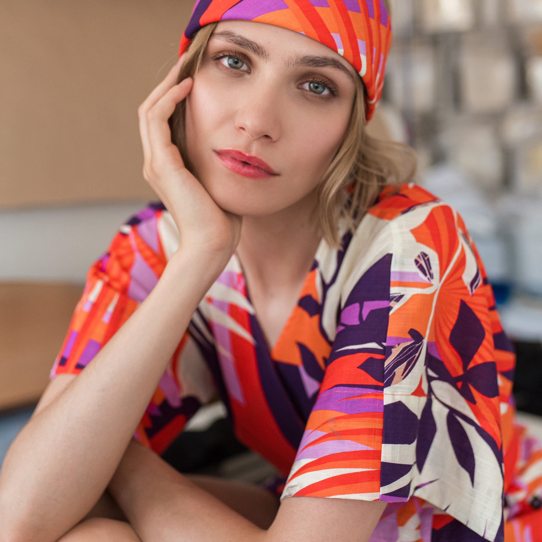 SINDU SCARF ORANGE PATTERN