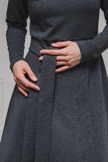 NON479 Turtleneck asymmetrical dress
